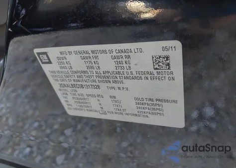 2011 Chevrolet Equinox Ls from USA, damaged, VIN 2GNALBEC5B1317328